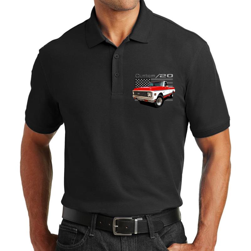 1972 Chevy C20 Unisex Polo Jersey Sport Shirt Men Black