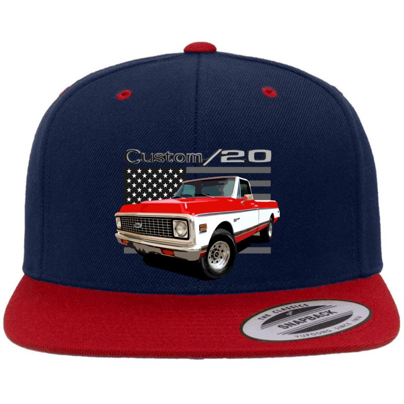 1972 Chevy C20 Premium Flat Bill Snapback Cap  Navy