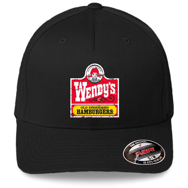 Wendy's Logo Vintage Design Flexfit Baseball Cap  Black