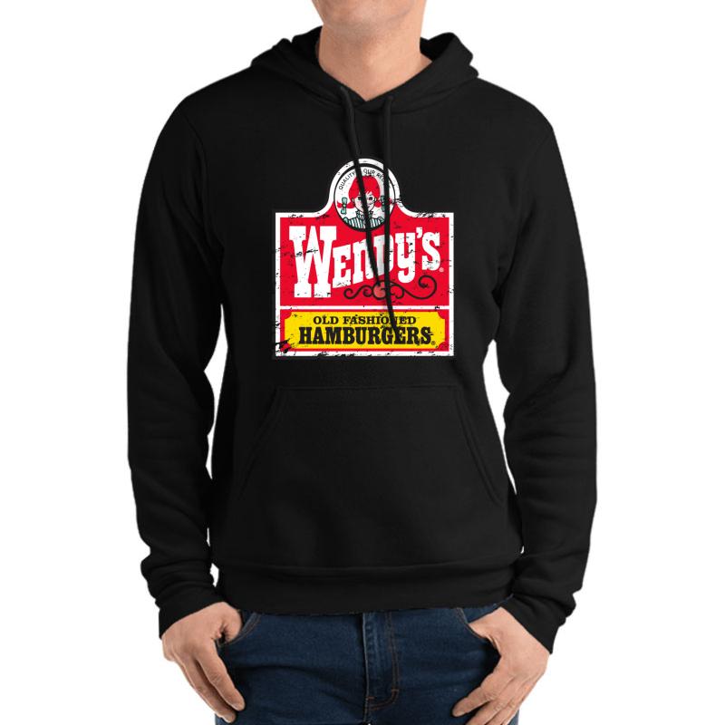 Wendy's Logo Vintage Design Unisex Hooded Sweatshirt Men Black