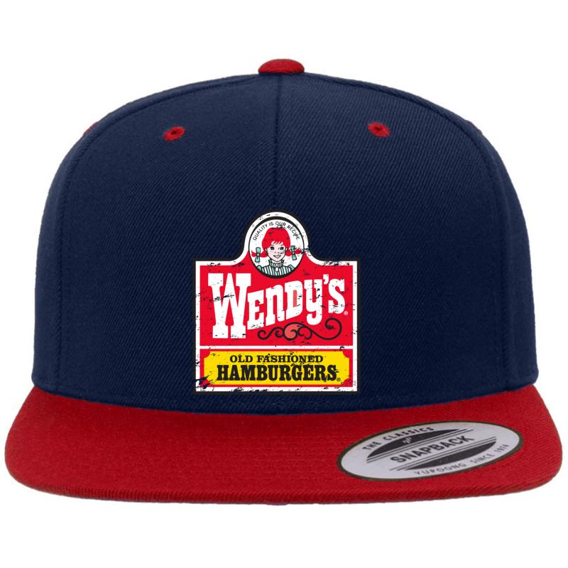 Wendy's Logo Vintage Design Premium Flat Bill Snapback Cap  Navy