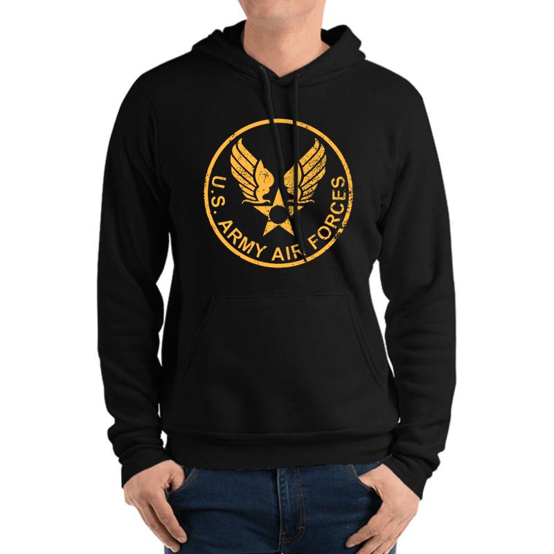 Ww2 Us Army Air Forces Distressed  Unisex Hooded Sweatshirt Men Black