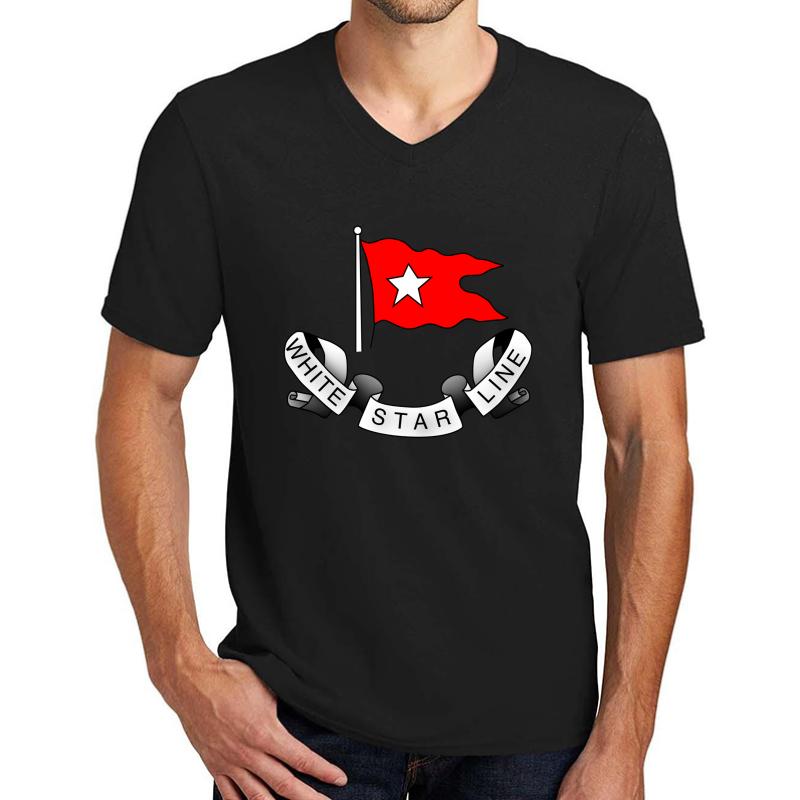 White Star Line Unisex V-Neck T-Shirt Men Black