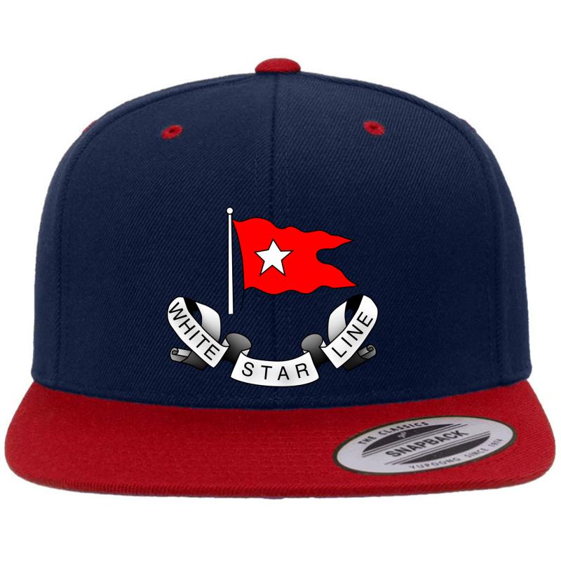 White Star Line Premium Flat Bill Snapback Cap  Navy