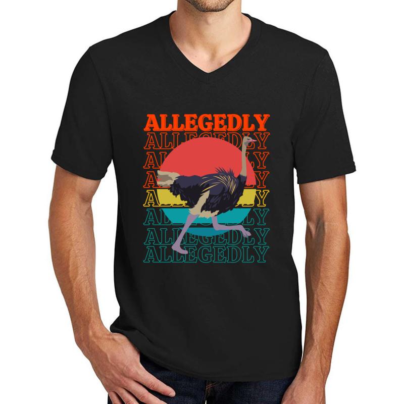 Allegedly Ostrich No. 2 Blue  Unisex V-Neck T-Shirt Men Black