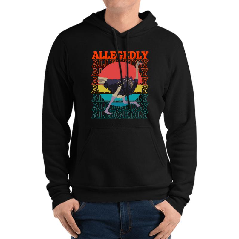 Allegedly Ostrich No. 2 Blue  Unisex Hooded Sweatshirt Men Black