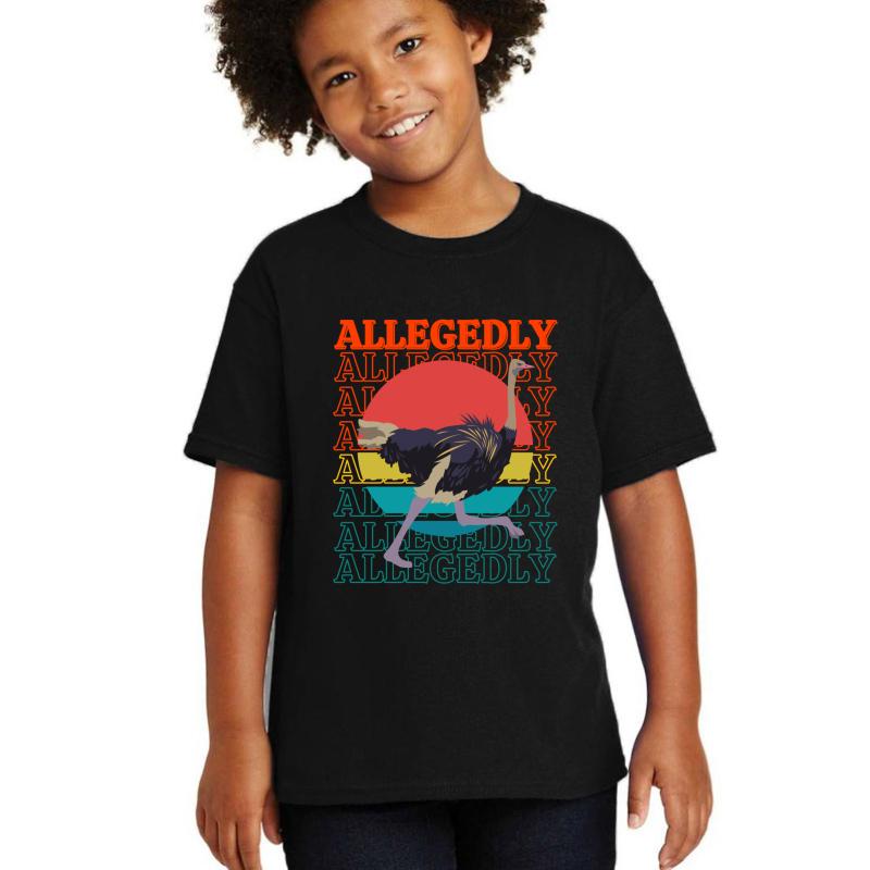 Allegedly Ostrich No. 2 Blue  Youth T-Shirt Boy Black