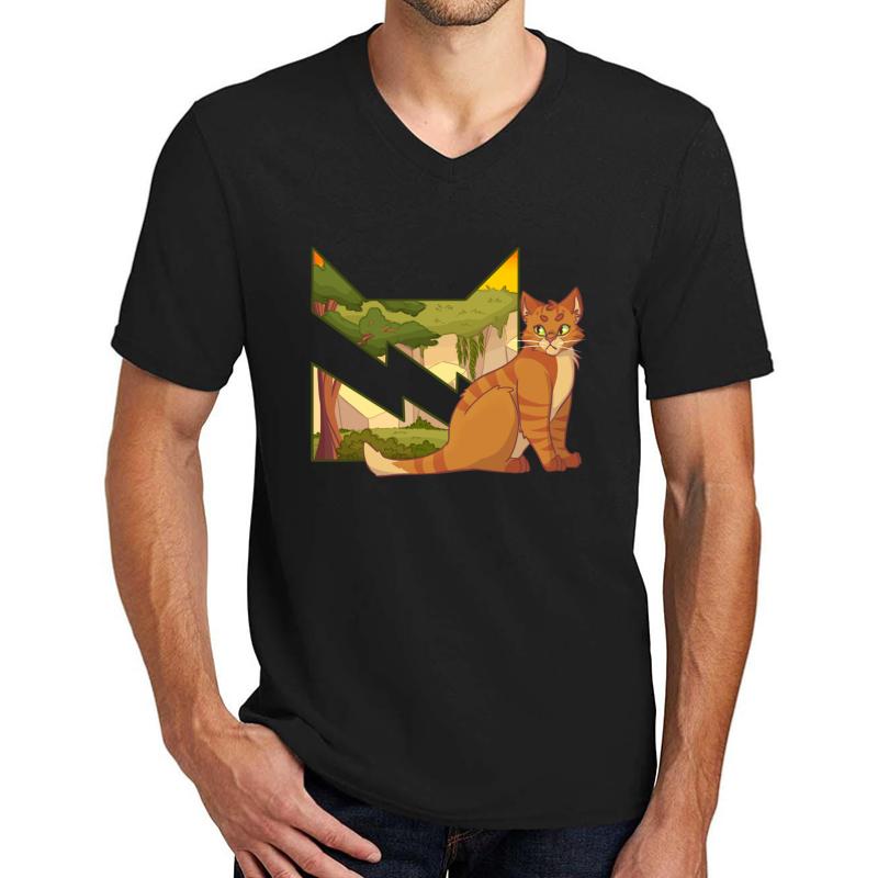 Thunderclan Warriors Warrior Cats Unisex V-Neck T-Shirt Men Black