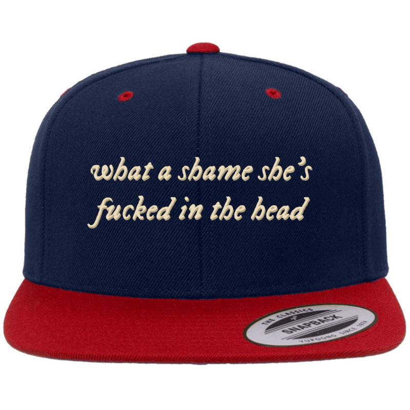 What A Shame She S Fucked In The Head - Taylor Swift Champagne Problems Evermore Premium Flat Bill Snapback Cap  Navy