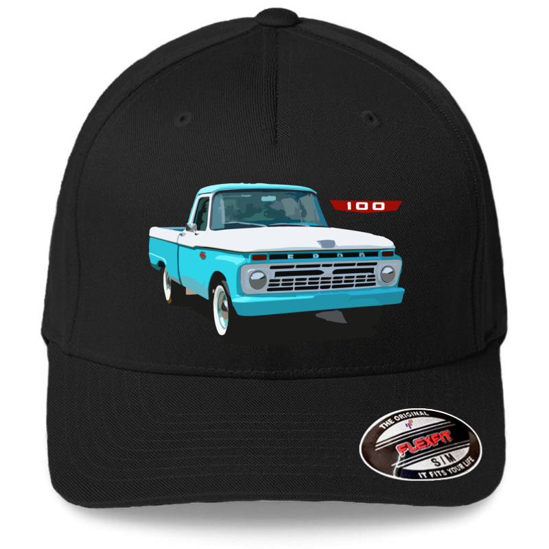 1966 Ford F100 Truck Flexfit Baseball Cap  Black