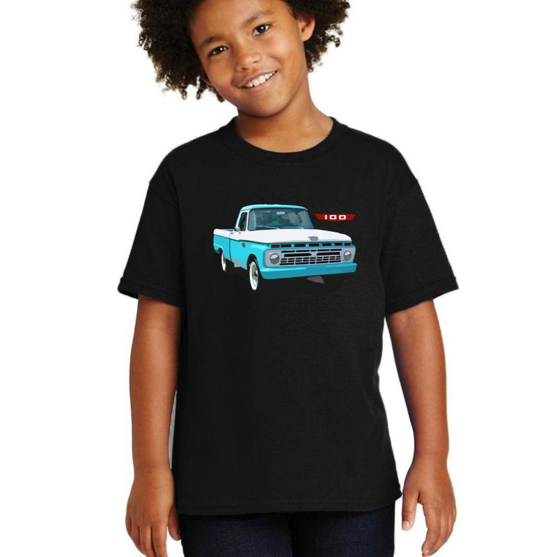 1966 Ford F100 Truck Youth T-Shirt Boy Black