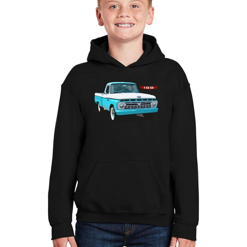 1966 Ford F100 Truck Youth Hooded Sweatshirt Boy Black