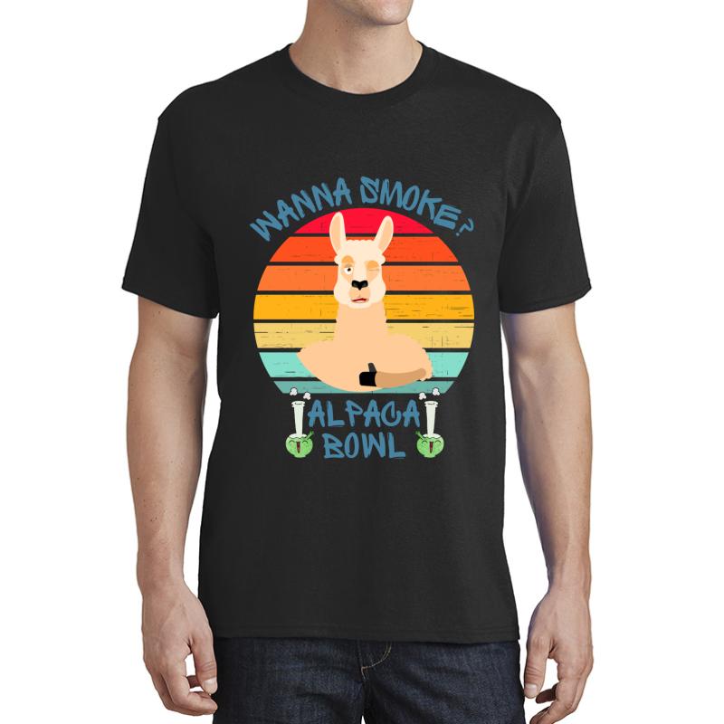 Wanna Smoke Alpaca Bowl Unisex T-Shirt Men Black