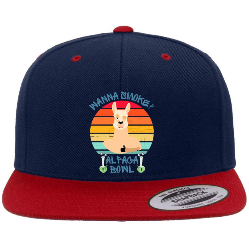 Wanna Smoke Alpaca Bowl Premium Flat Bill Snapback Cap  Navy