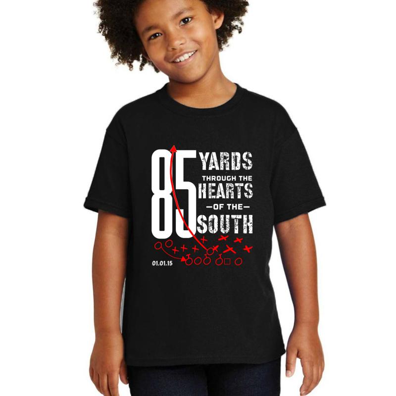 85 Yards Through The Heart Of The South Football Run Youth T-Shirt Boy Black