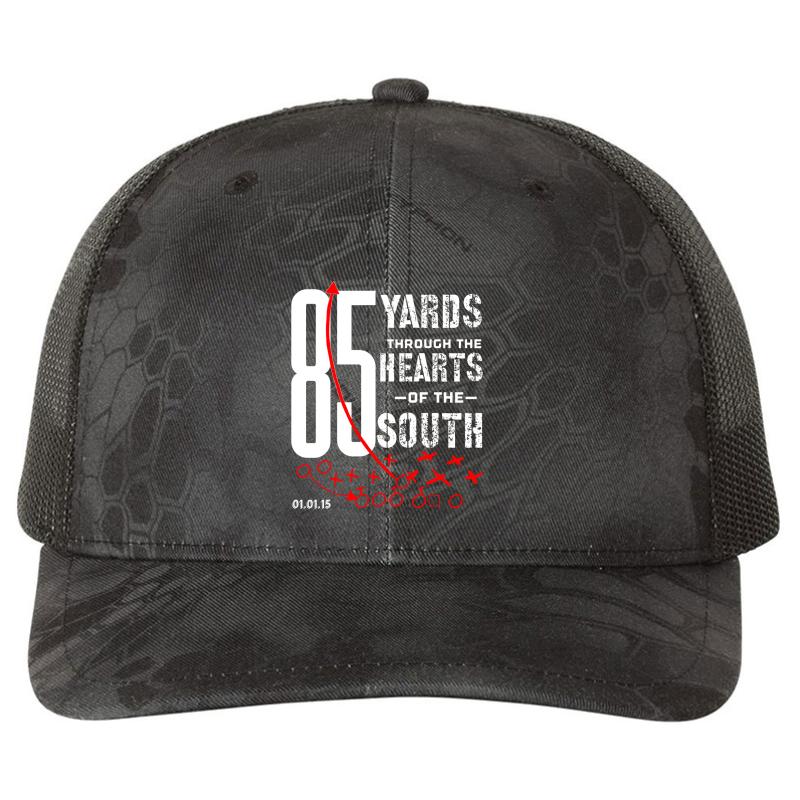 85 Yards Through The Heart Of The South Football Run Richardson Premium Trucker Snapback Cap  Kryptek Typhon Black