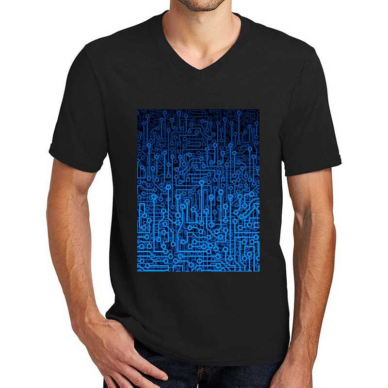 Reboot III BLUE Computer Circuit Board Pattern Unisex T-shirts