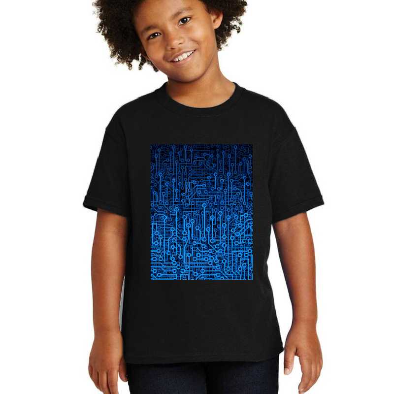 Reboot III BLUE Computer Circuit Board Pattern Unisex T-shirts