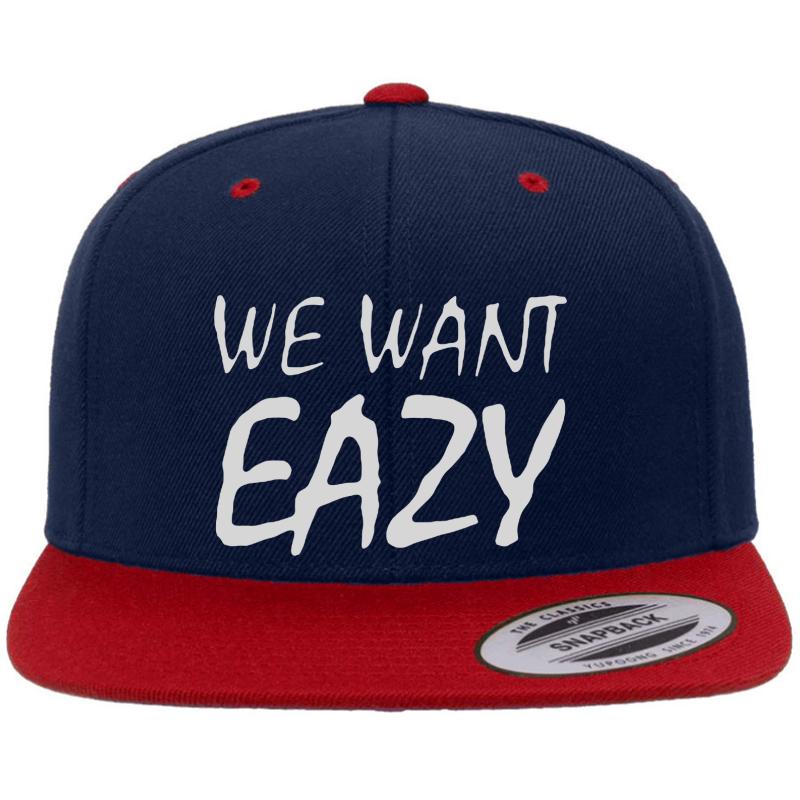 We Want Eazy Premium Flat Bill Snapback Cap  Navy