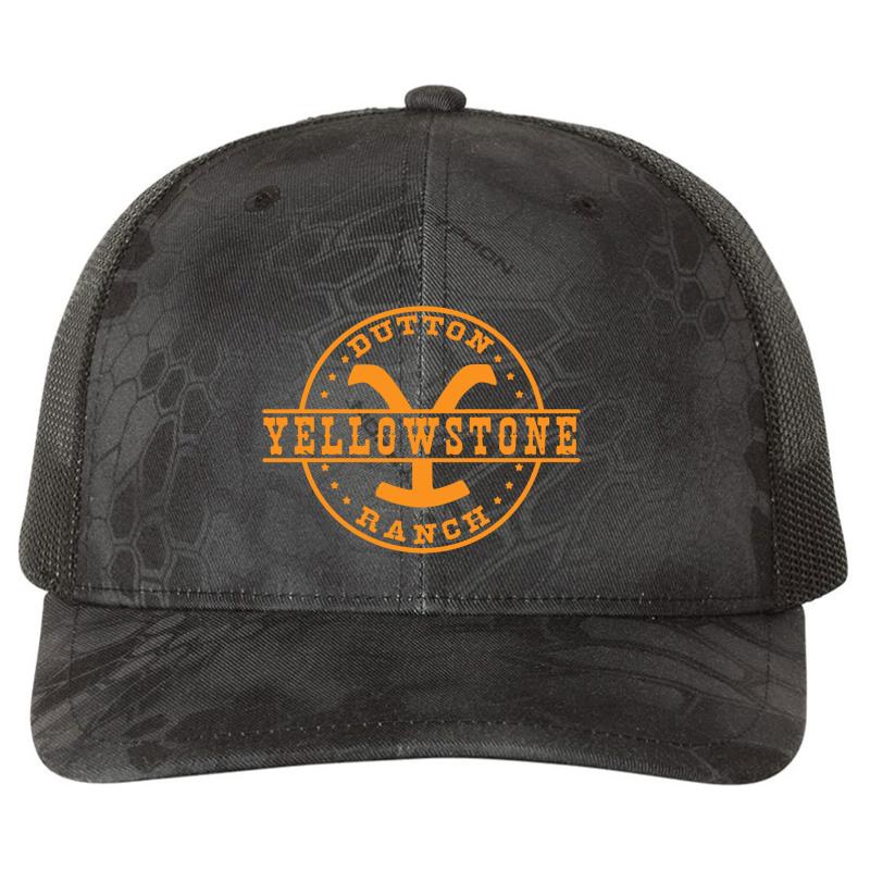 Yellowstone Dutton Ranch - Professional Quality Graphics Richardson Premium Trucker Snapback Cap  Kryptek Typhon Black