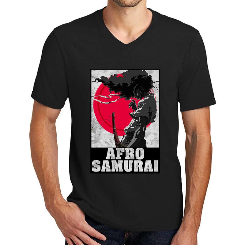 Afro Samurai Unisex V-Neck T-Shirt Men Black