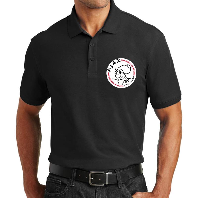 Ajax Amsterdam Logo Unisex Polo Jersey Sport Shirt Men Black