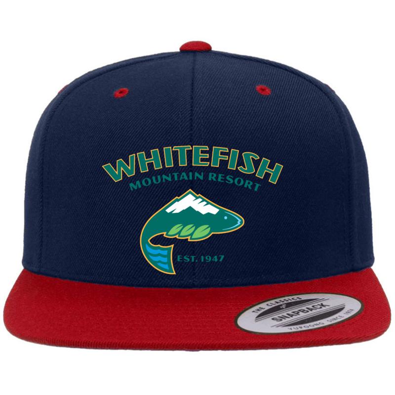 Whitefish Ski Resort Premium Flat Bill Snapback Cap  Navy