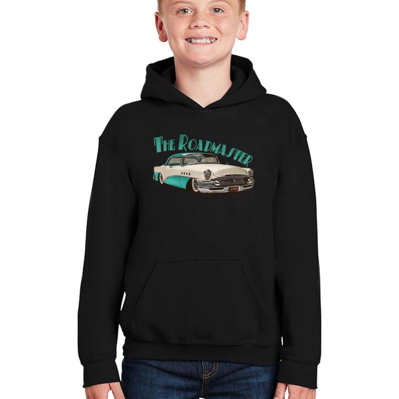 1955 Buick Roadmaster - Aqua Youth Hooded Sweatshirt Boy Black