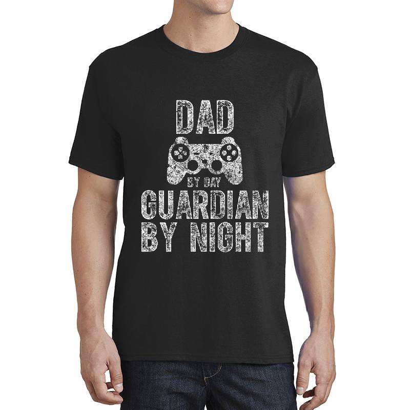Dad By Day Guardian By Night Shirt Video Gamer Dad Gift Premium Flat Bill Snapback Caps