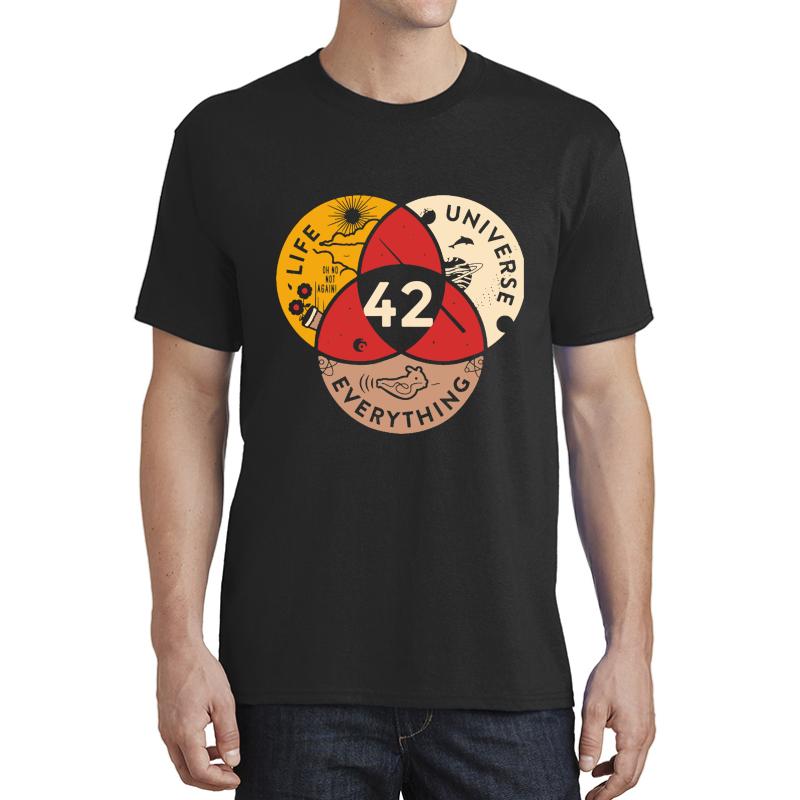 42 Answer To Life Universe And Everything Science Vintage Unisex T-Shirt Men Black