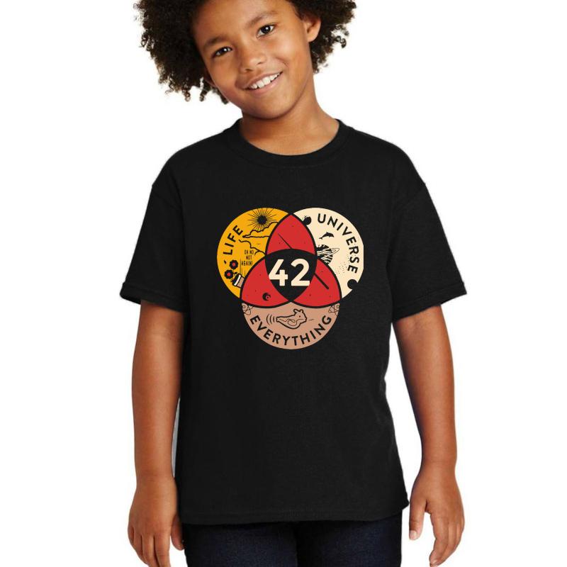 42 Answer To Life Universe And Everything Science Vintage Youth T-Shirt Boy Black