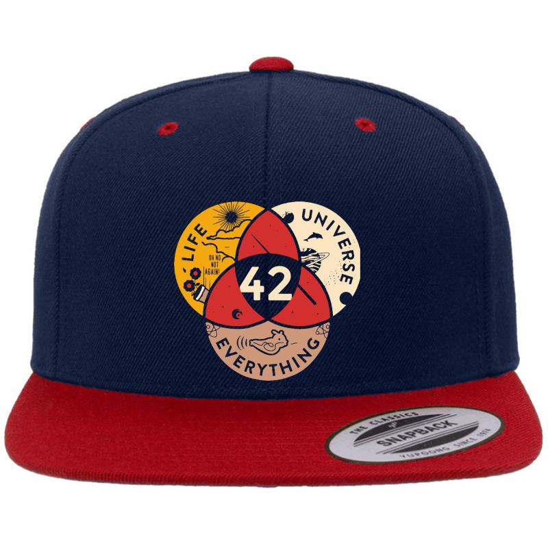 42 Answer To Life Universe And Everything Science Vintage Premium Flat Bill Snapback Cap  Navy