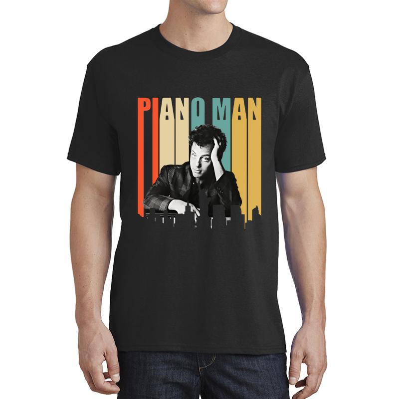 Vintage Billy Joel Piano Man New York Retro Skyline City Unisex T-Shirt Men Black