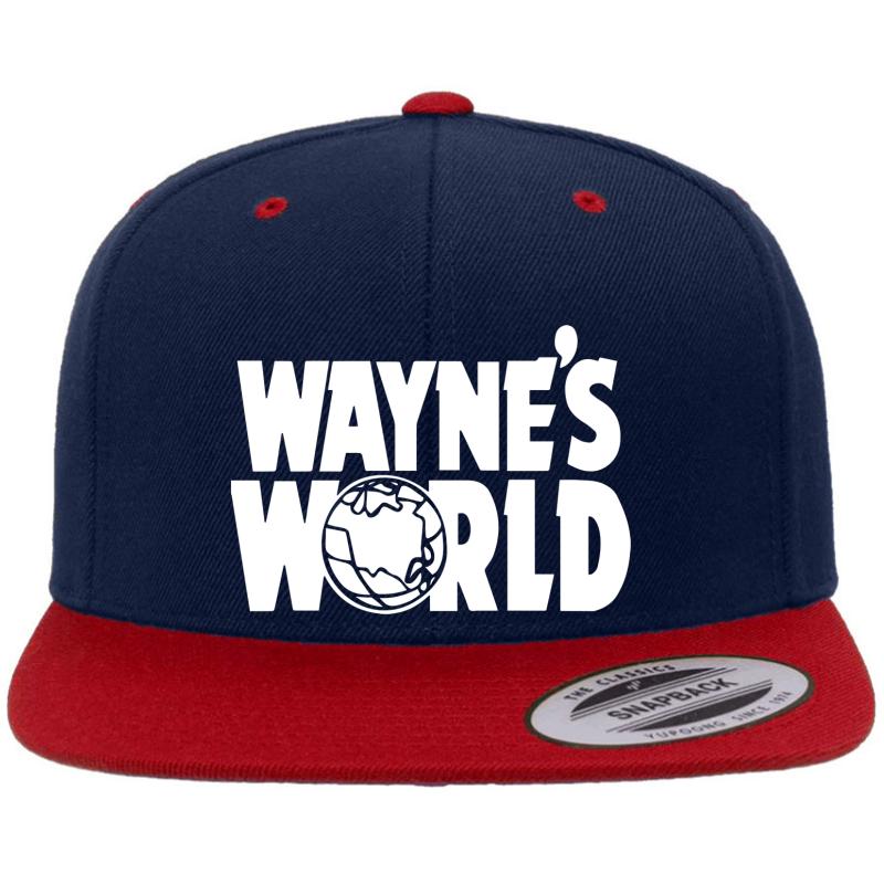 Wayne's World Hd Vector Graphic  Premium Flat Bill Snapback Cap  Navy