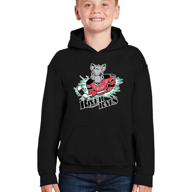 Albany River Rats Youth Hooded Sweatshirt Boy Black