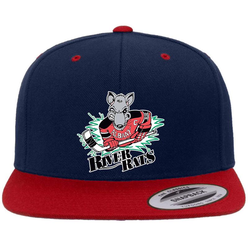 Albany River Rats Premium Flat Bill Snapback Cap  Navy