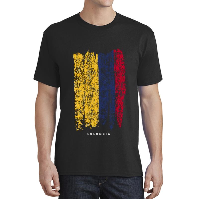 Vintage Colombia Flag Retro Colombian Flag Unisex T-Shirt Men Black