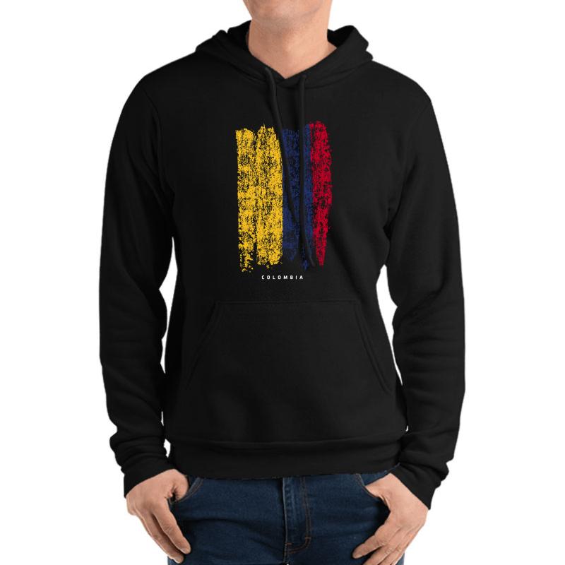 Vintage Colombia Flag Retro Colombian Flag Unisex Hooded Sweatshirt Men Black