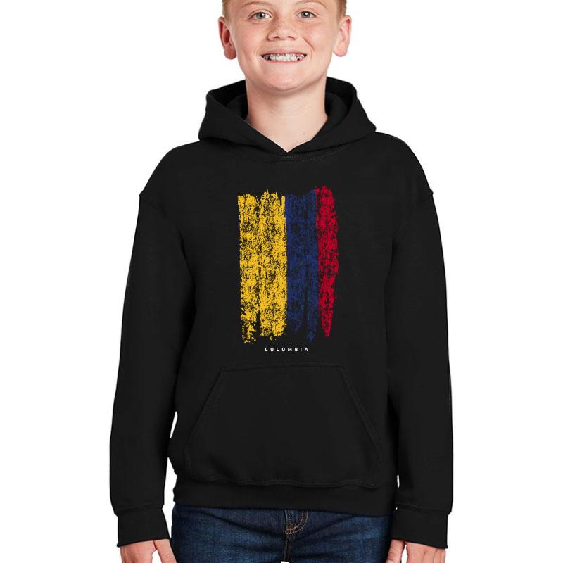 Vintage Colombia Flag Retro Colombian Flag Youth Hooded Sweatshirt Boy Black