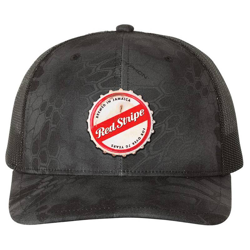 Red Stripe Bottle Cap Premium Flat Bill Snapback Caps
