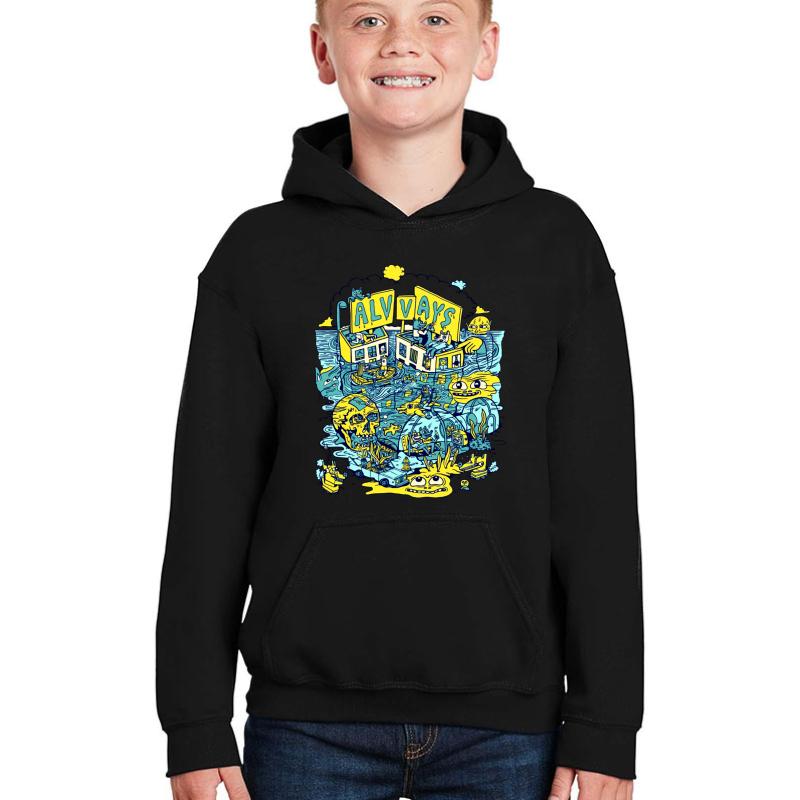 Alvvays Graphic Youth Hooded Sweatshirt Boy Black