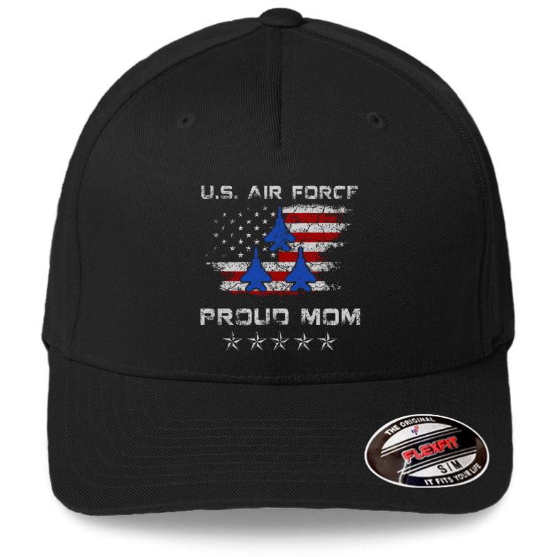 Womens Pride Military Family - Proud Mom Air Force Gifts Flexfit Baseball Cap  Black