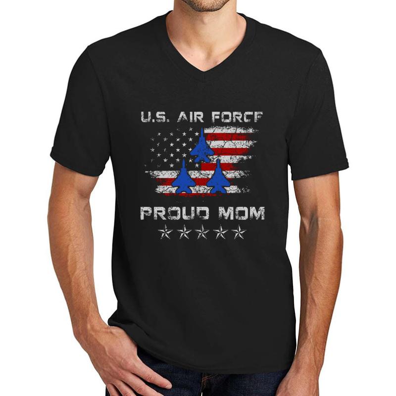 Womens Pride Military Family - Proud Mom Air Force Gifts Unisex V-Neck T-Shirt Men Black