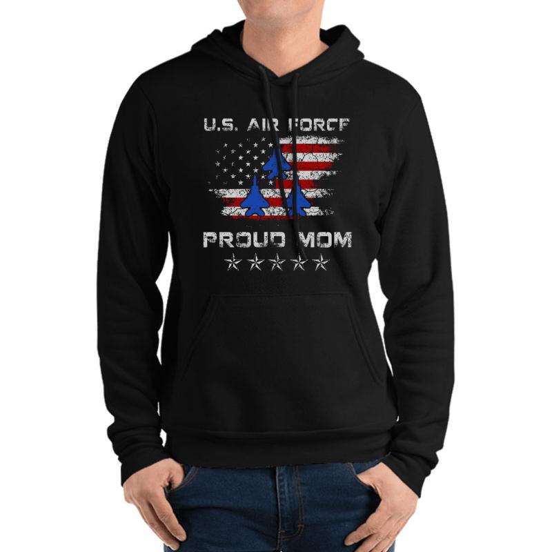 Womens Pride Military Family - Proud Mom Air Force Gifts Unisex Hooded Sweatshirt Men Black