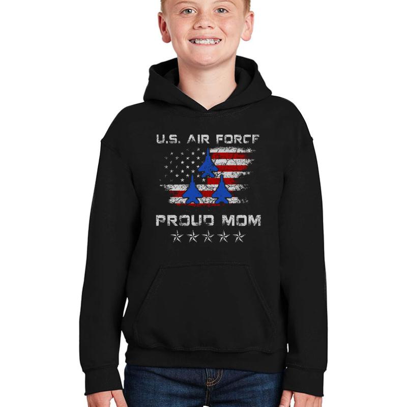 Womens Pride Military Family - Proud Mom Air Force Gifts Youth Hooded Sweatshirt Boy Black