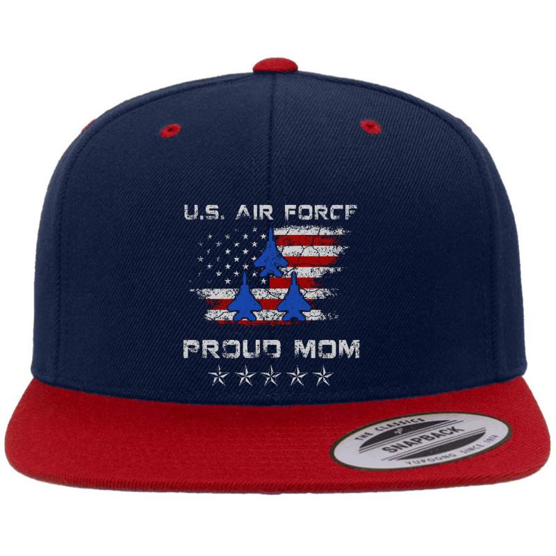 Womens Pride Military Family - Proud Mom Air Force Gifts Premium Flat Bill Snapback Cap  Navy