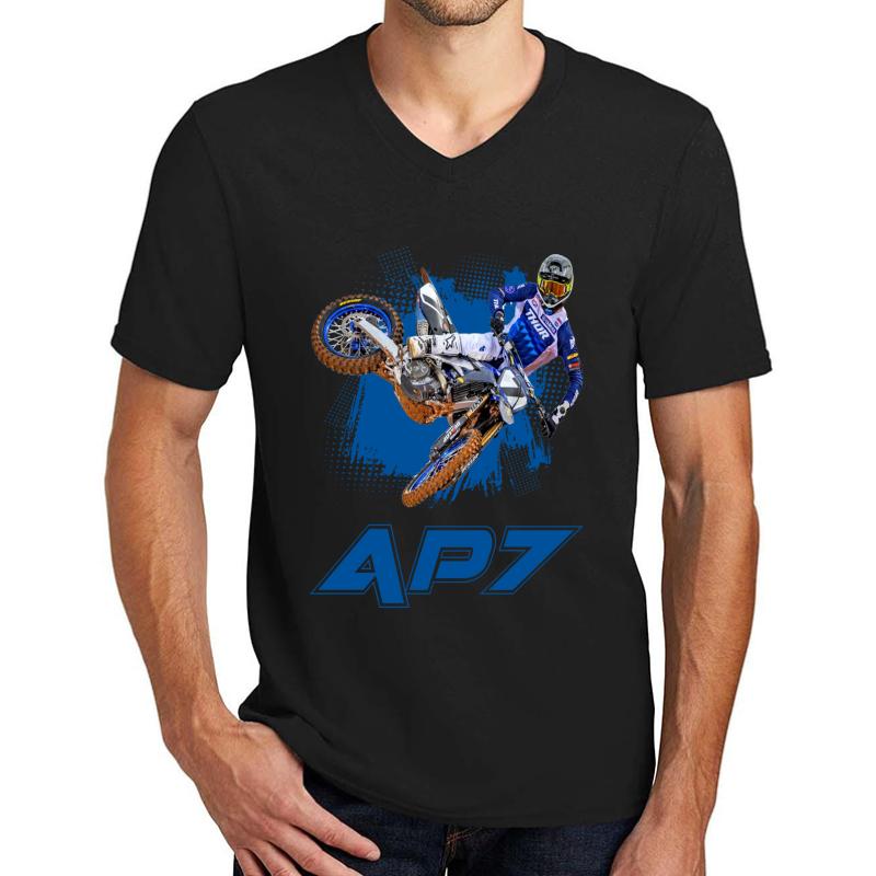 Aaron Ap7 Plessinger Motocross Dirt Bike Champion 7 Gift Design 2021 2022 Unisex V-Neck T-Shirt Men Black