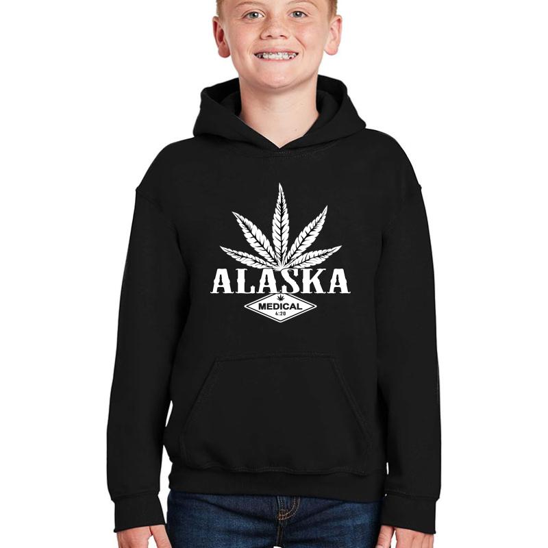 Alaska - Cannabis 420 Usa Medical Right To Smoke Weed Youth Hooded Sweatshirt Boy Black