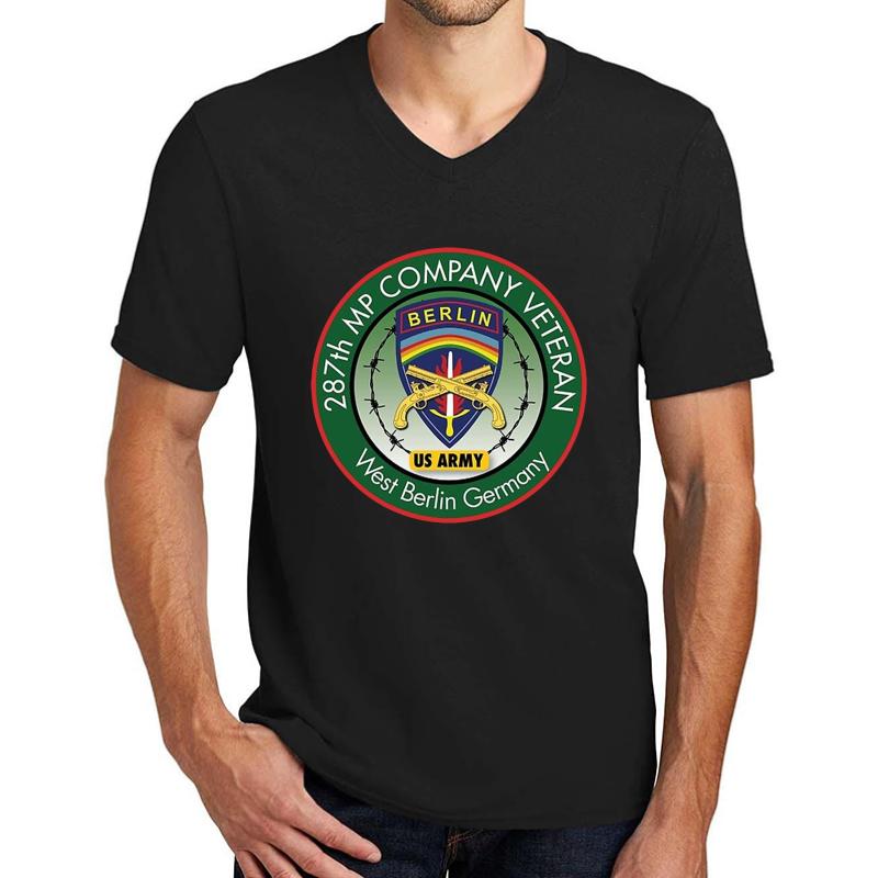 287Th Mp Company Berlin Veteran Unit Patch Unisex V-Neck T-Shirt Men Black