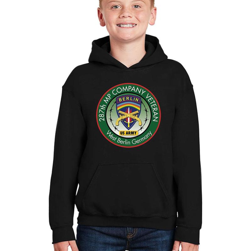 287Th Mp Company Berlin Veteran Unit Patch Youth Hooded Sweatshirt Boy Black